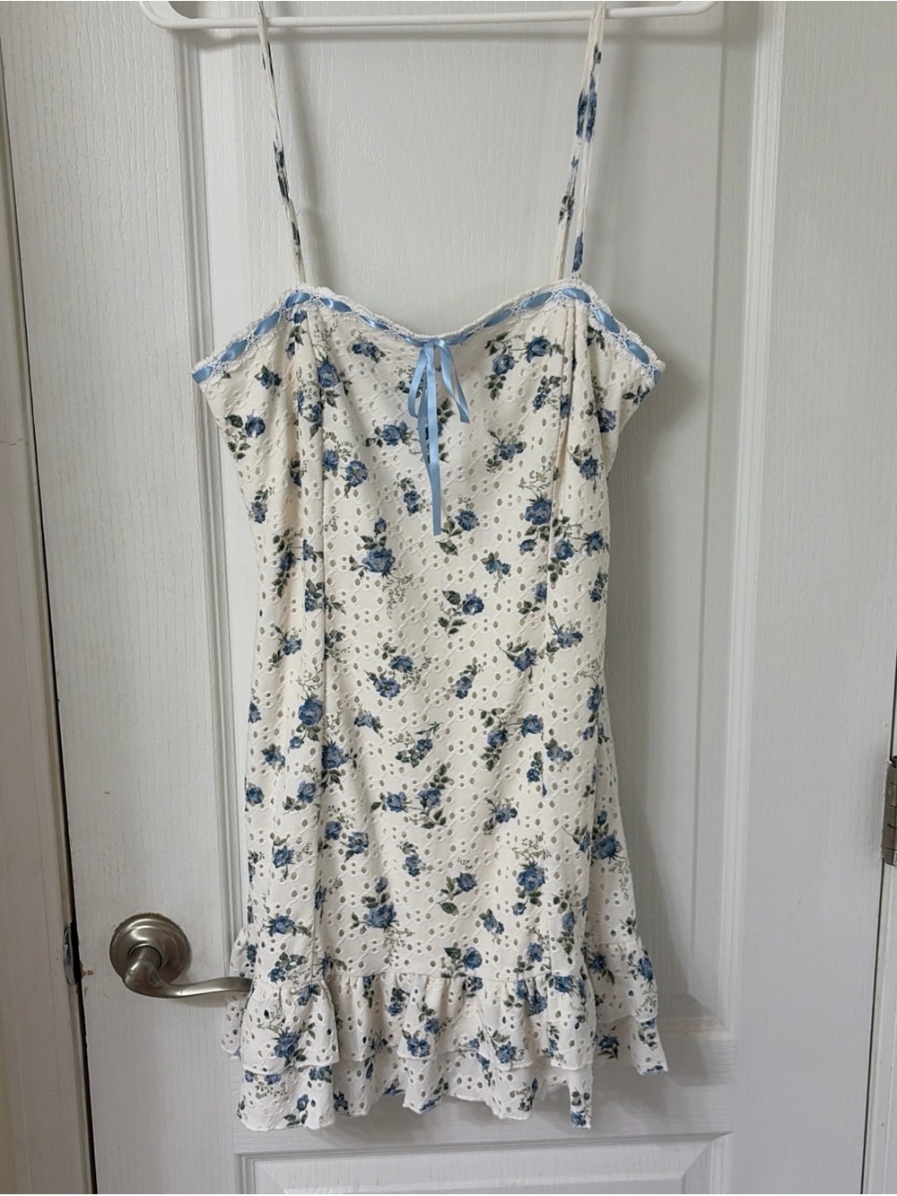 NWT Altard State Blue‎ Floral Baby Doll Fairy Mini Dress Size Large